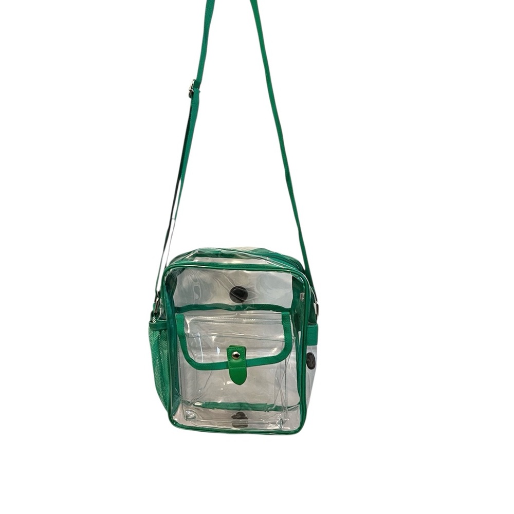 New-Clear Transparent Hunter Green Stadium Security Crossbody Bag - Picture 6 of 6